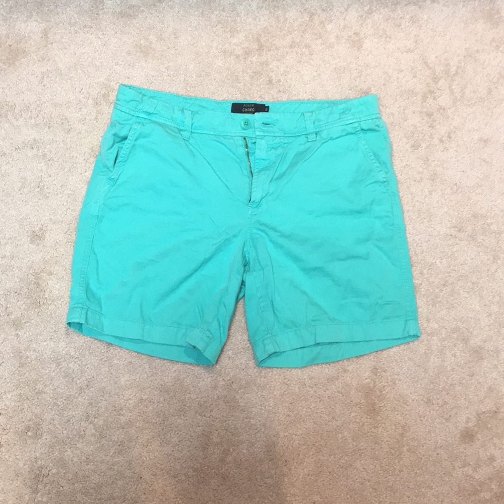 Bright blue green chino shorts from J. Crew